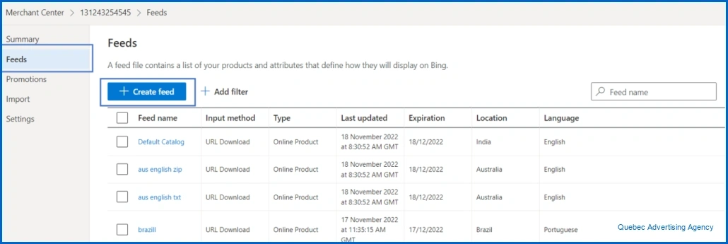 Feed Creation in Microsoft Merchant Center - Quebec Agency