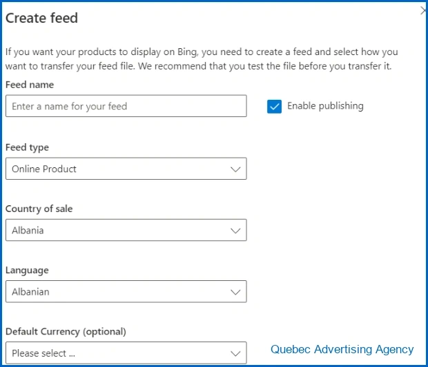 Feed Details Types in Microsoft Merchant Center - Quebec Agency